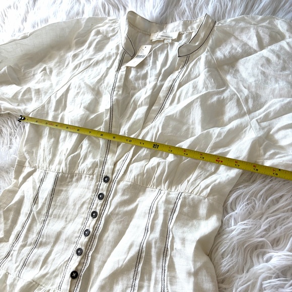 Anthropologie Ivory V-Neck Corset Midi Shirt Dress Size Small - Picture 8 of 14